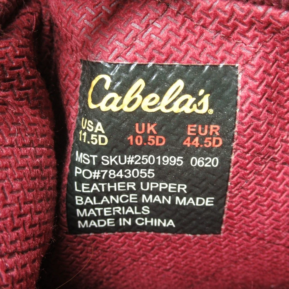 Cabela Men 11.5D Boot Brn Iron Ridge Goretex Waterproof Insulated Hunt Waterfowl